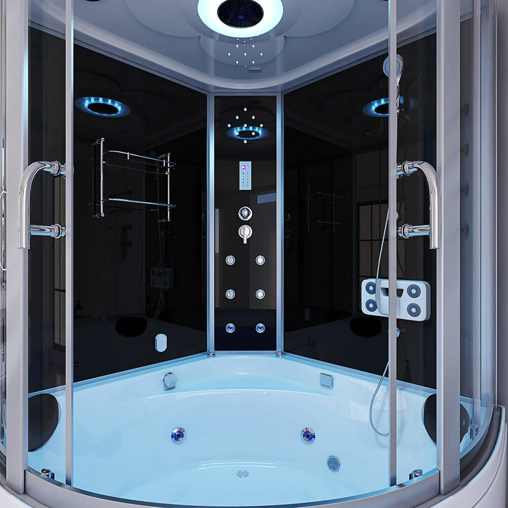 XL Luxus LED Dampfdusche inkl. Whirlpool-SET 135x135x215 Dampfsauna-Duschtempel+OZON 2025
