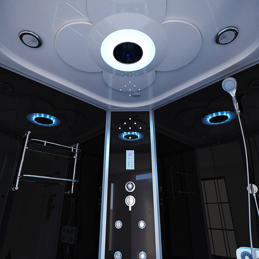 XL Luxus LED Dampfdusche inkl. Whirlpool-SET 135x135x215 Dampfsauna-Duschtempel+OZON 2025