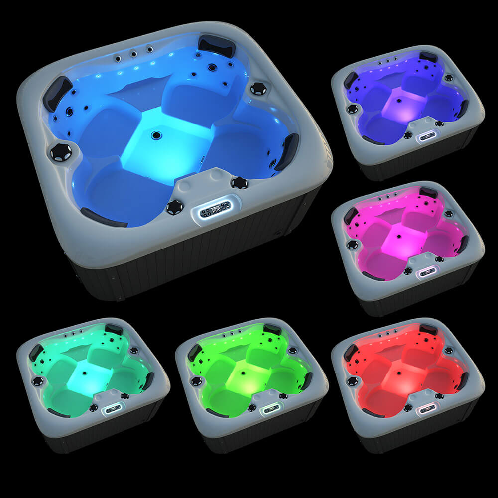 XXL Luxus SPA LED Whirlpool SET 180x160 Farblicht Outdoor Indoor Pool +Treppe+Abdeckung 4-Pers.