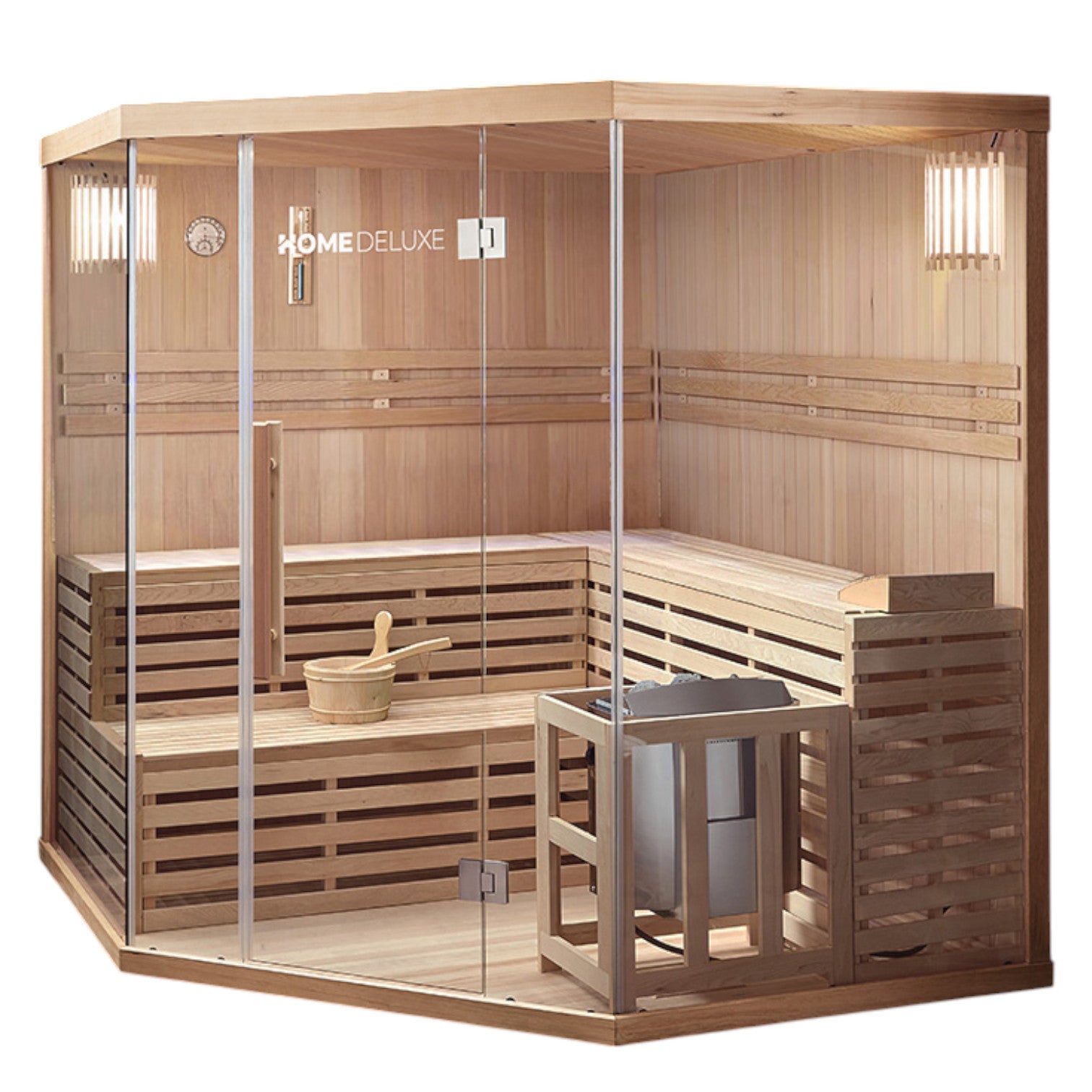 XXL Premium Traditionelle Sauna 200x200x210 cm SET inkl. 8 KW Saunaofen Ecksauna