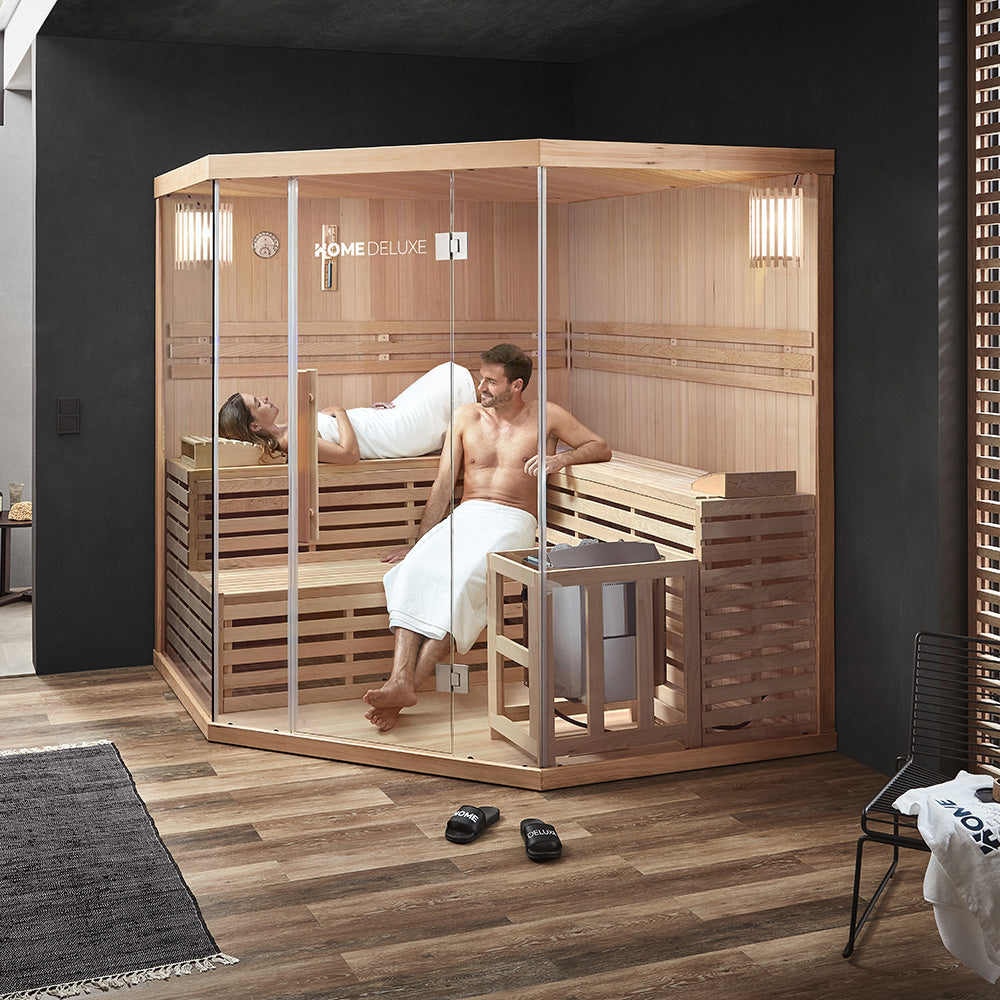 XXL Premium Traditionelle Sauna 200x200x210 cm SET inkl. 8 KW Saunaofen Ecksauna