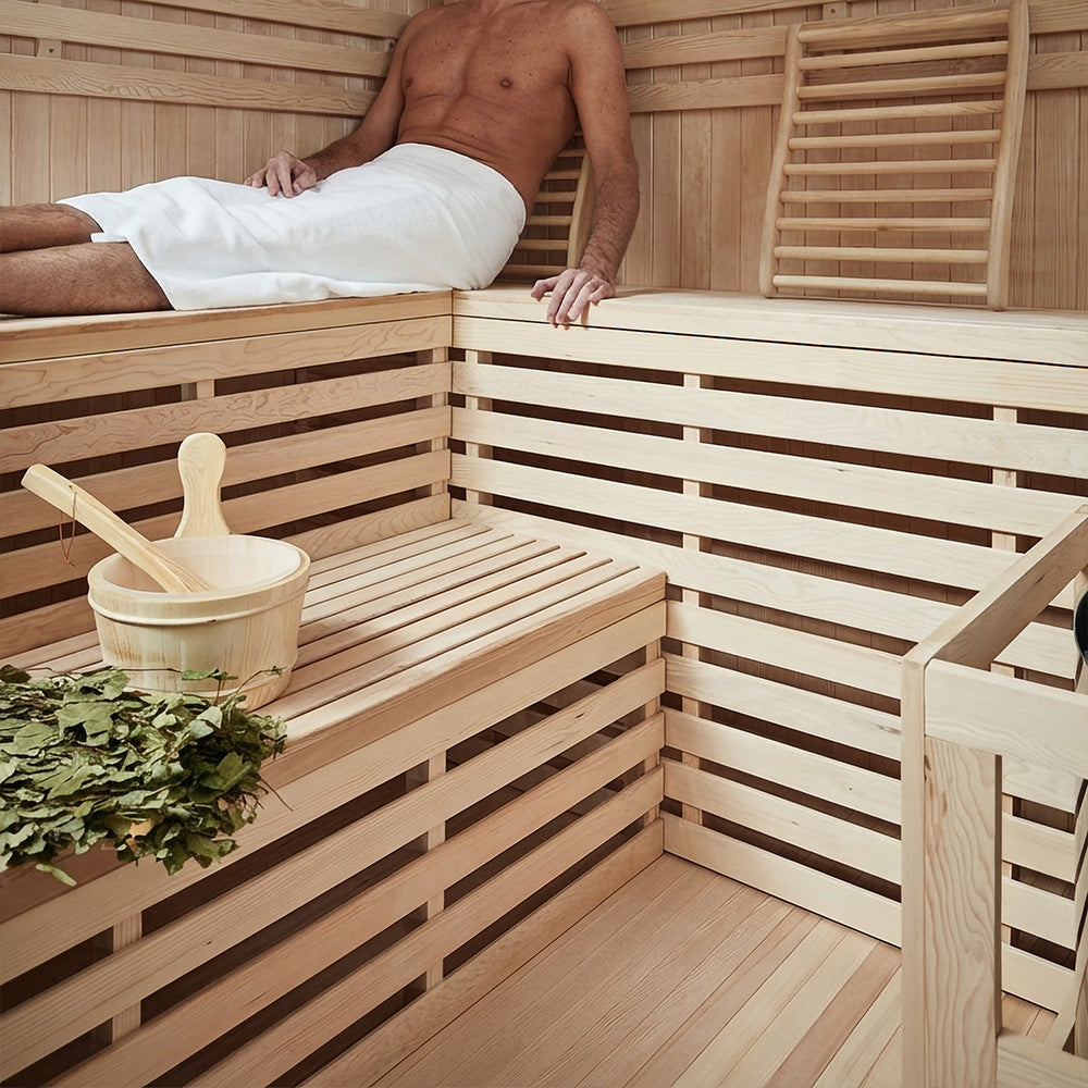 XXL Premium Traditionelle Sauna 200x200x210 cm SET inkl. 8 KW Saunaofen Ecksauna