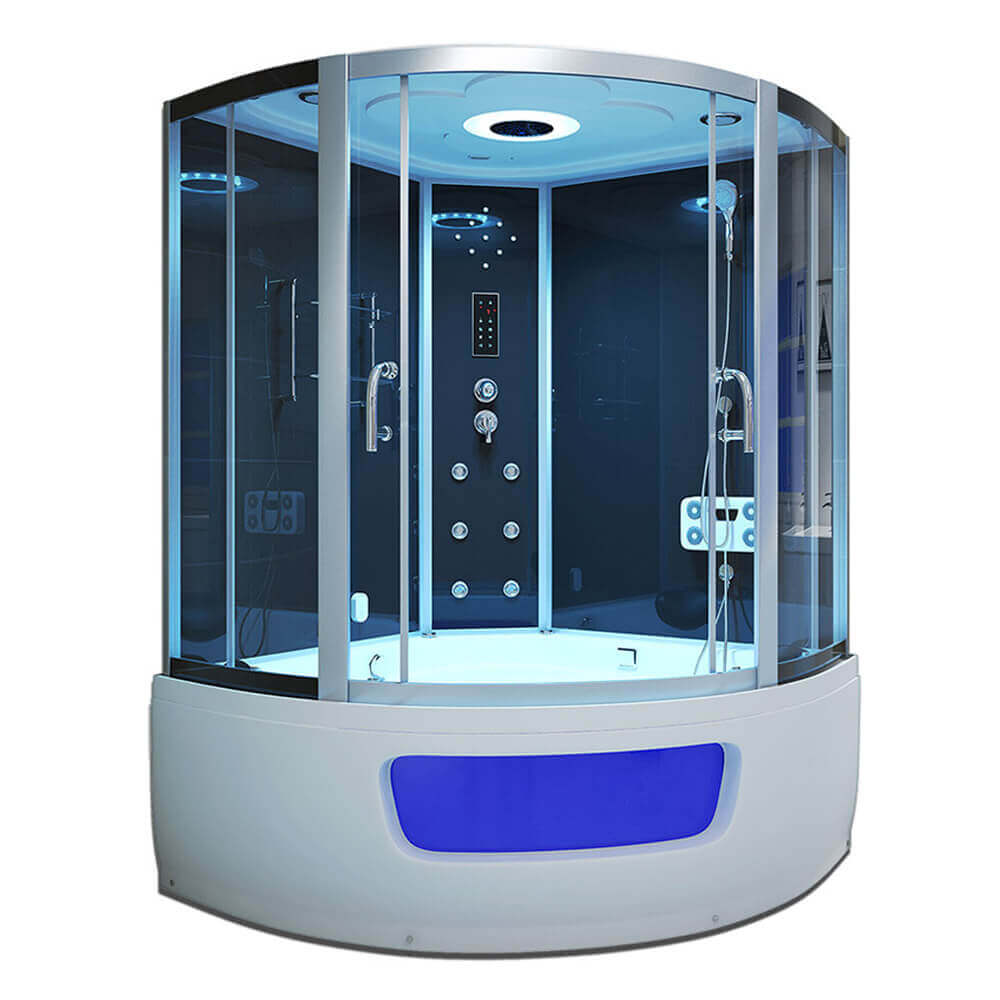 XL Luxus LED Dampfdusche inkl. Whirlpool-SET 135x135x215 Dampfsauna-Duschtempel+OZON 2025
