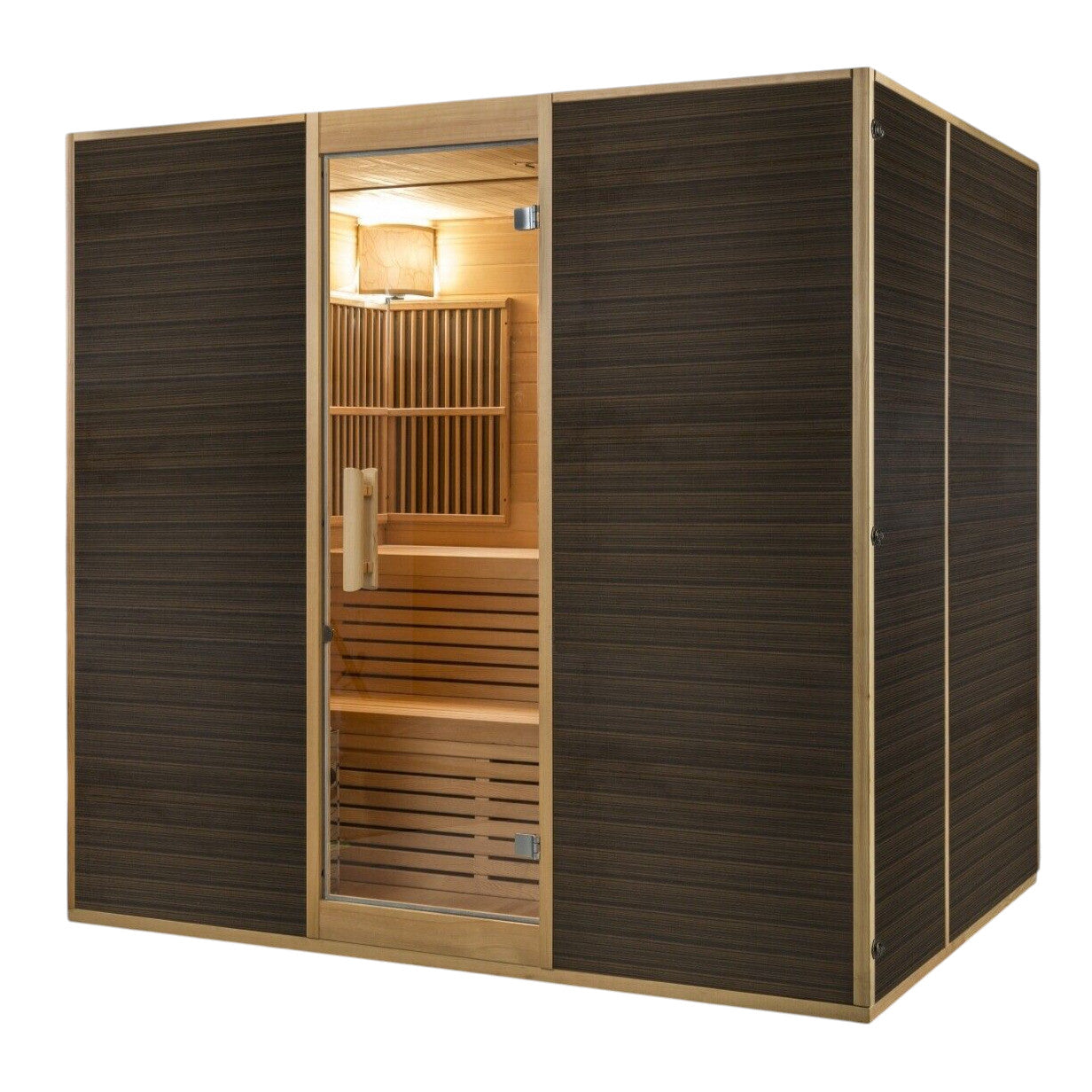 XXXL Luxus Infrarotsauna+Infrarotkabine Kombi-SET 160x210 cm Sauna inkl. Saunaofen 6 Pers.