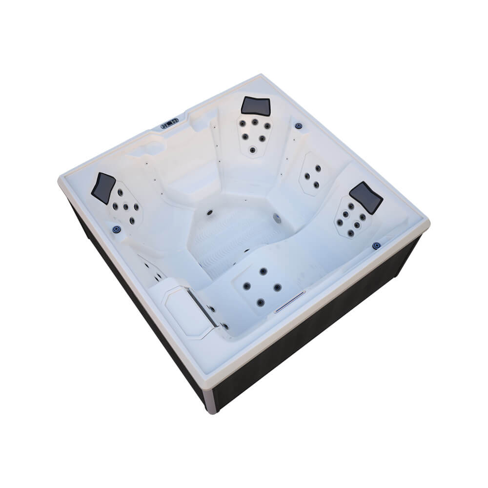 XXL Luxus SPA LED Whirlpool SET 207x207 Farblicht Outdoor Indoor Pool +Treppe+Abdeckung 5-Pers.