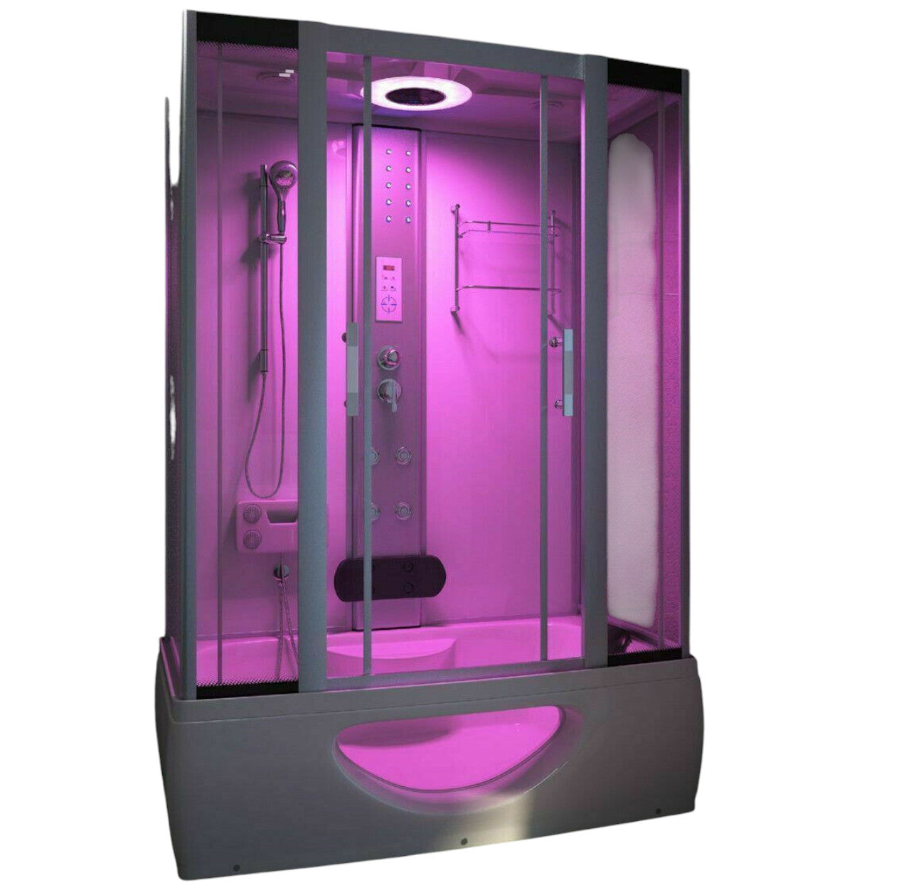 Luxus LED Komplettdusche +Badewanne Kombi 135x80 Fertigdusche Dusche Duschkabine