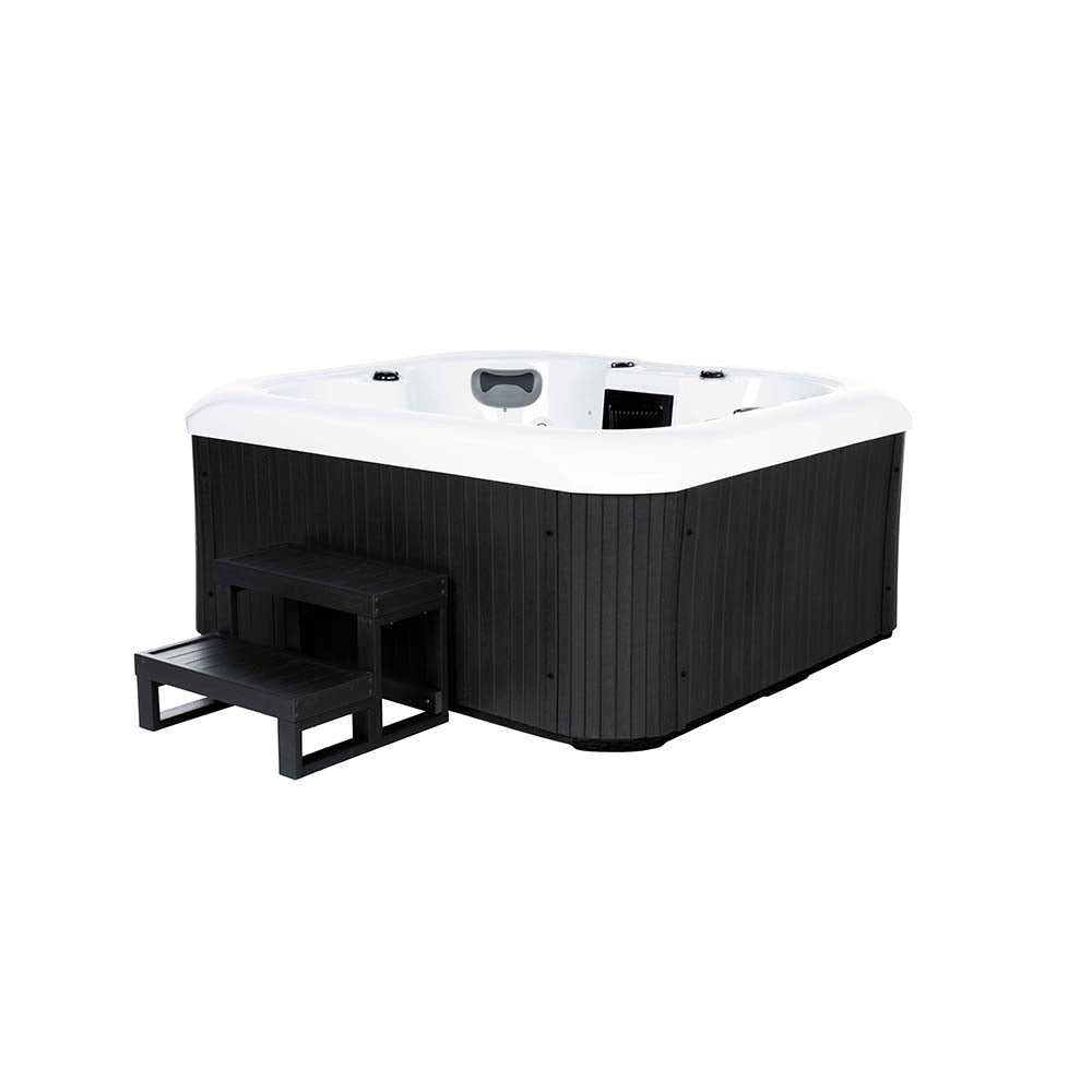 XXL Luxus SPA LED Whirlpool SET 180x160 Farblicht Outdoor Indoor Pool +Treppe+Abdeckung 4-Pers.