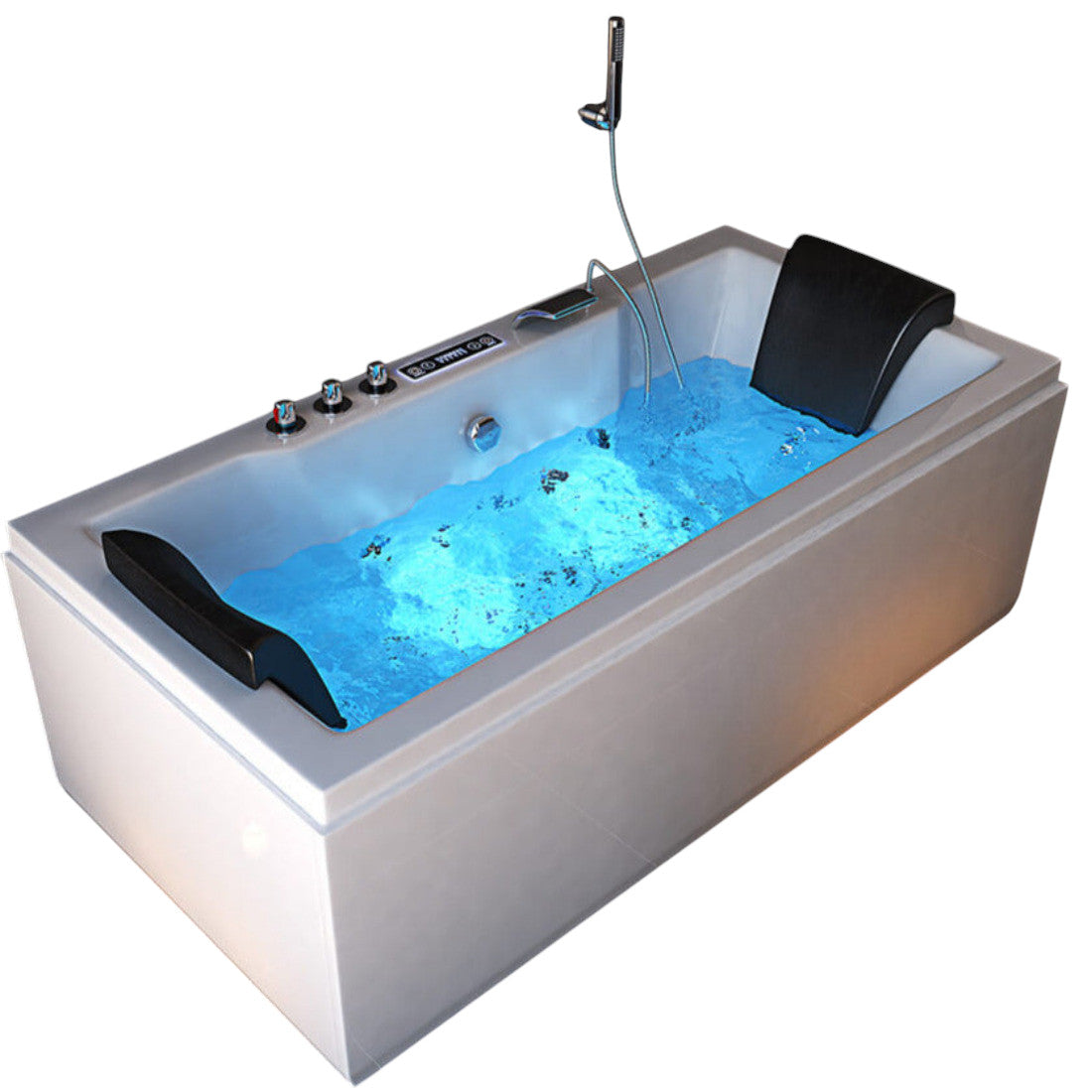 Luxus LED Whirlpool Badewanne SET 180x90 cm +Heizung+Jetdüsen+Ozon Farblichttherapie