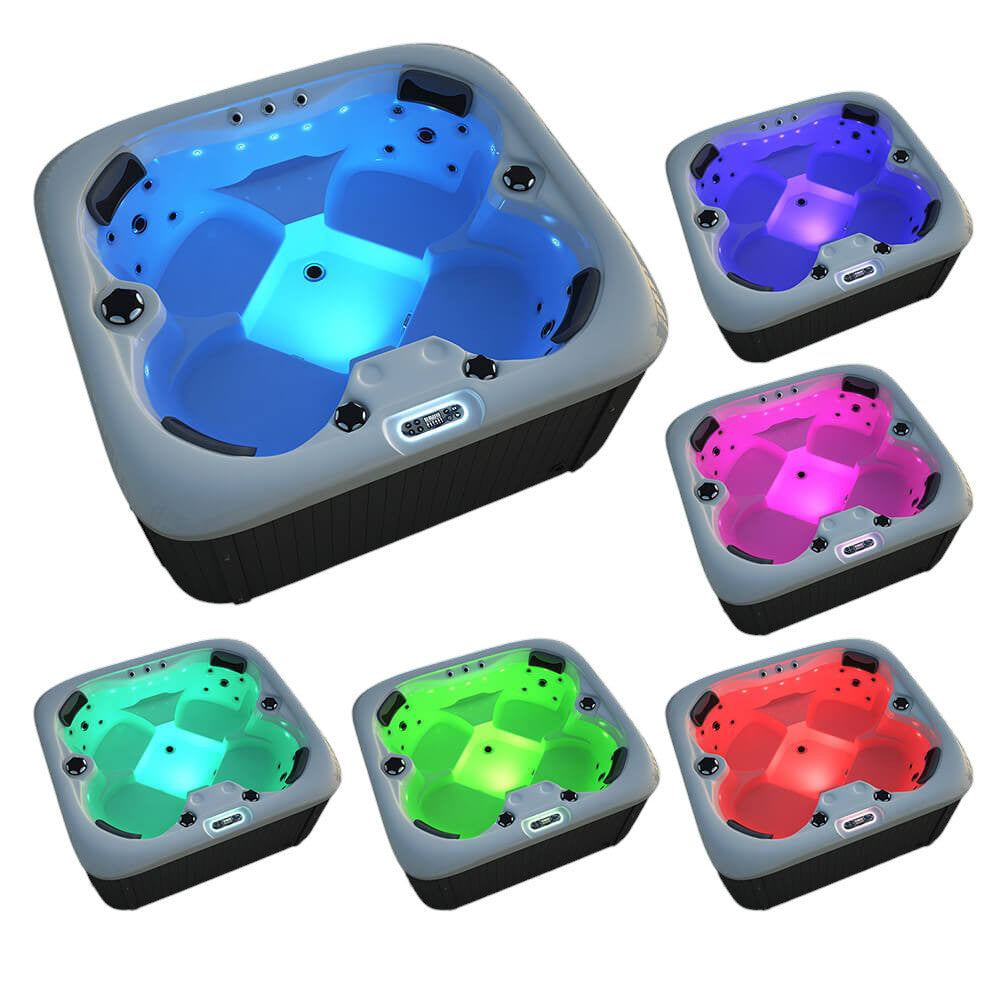 XXL Luxus SPA LED Whirlpool SET 180x160 Farblicht Outdoor Indoor Pool +Treppe+Abdeckung 4-Pers.