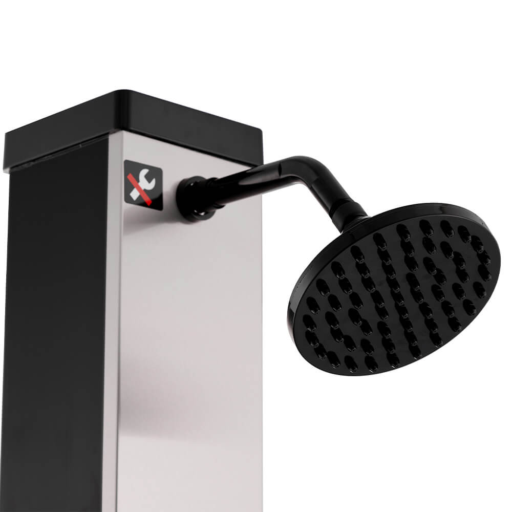 Premium Solardusche 40 L Liter Gartendusche Pooldusche Garten-Solar-Dusche 2025 Gebürstetes Nickel / Schwarz