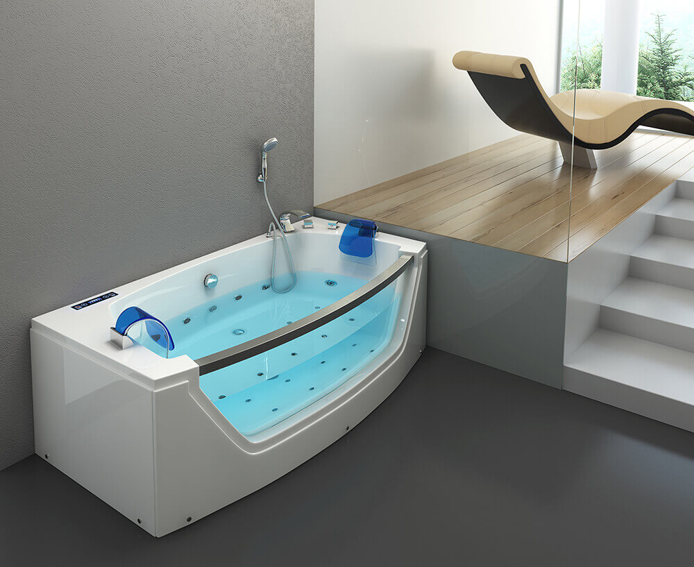 Luxus LED Whirlpool Badewanne SET 175x85 cm +Heizung +Hydrojet+Ozon NEU 2025