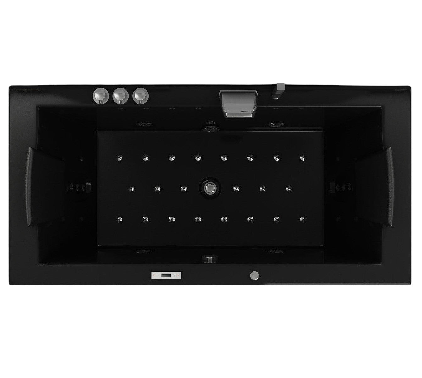 Luxus LED Whirlpool Badewanne SET 182x90 cm BLACK+ Heizung +Hydrojet +Ozon schwarz