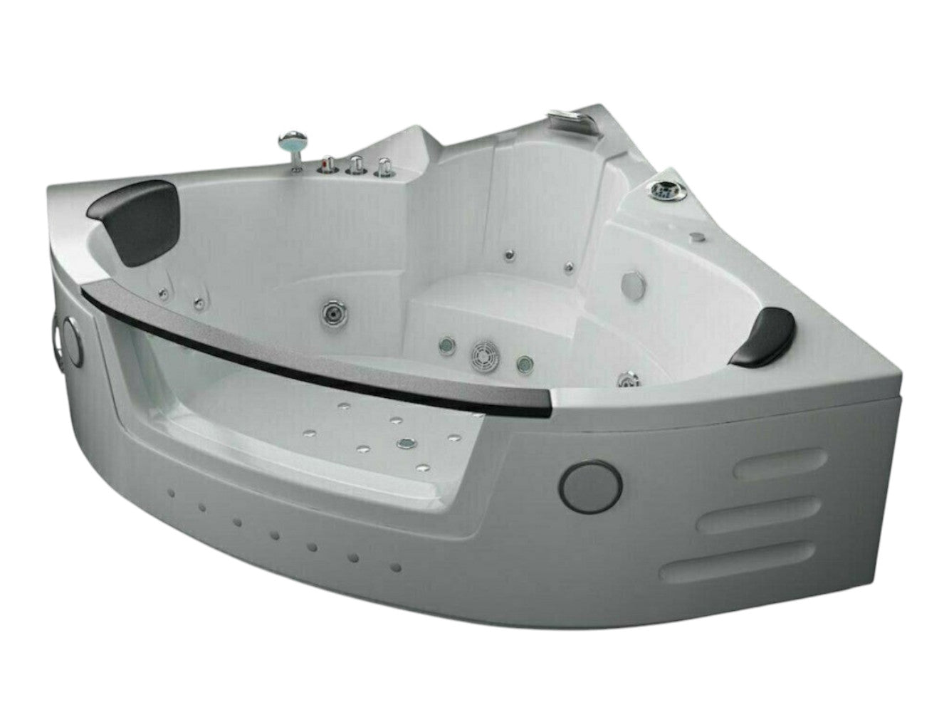 Luxus LED Whirlpool Badewanne SET 152x152 +Armaturen+Hydrojet+Wasserfall