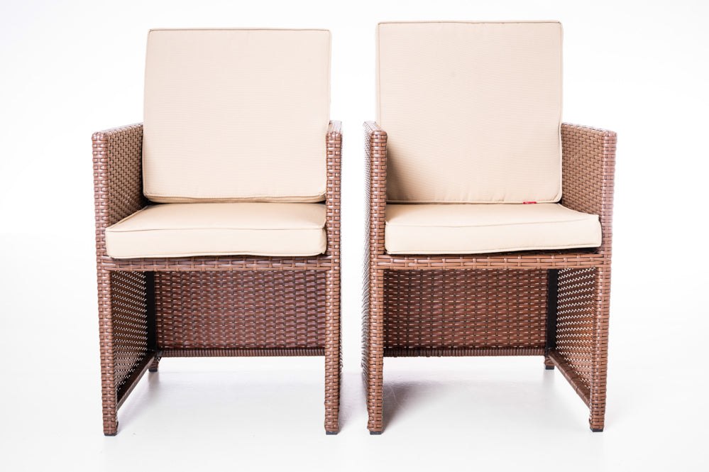 2 Premium Rattan Sessel SET Bali braun-beige hochwertig Aluminium Stühle