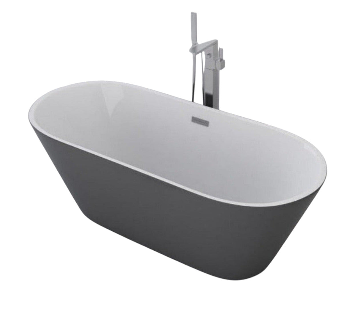 Luxus Premium Badewanne grau freistehend 170x80 cm +Ab-/Überlauf Neustes Modell b