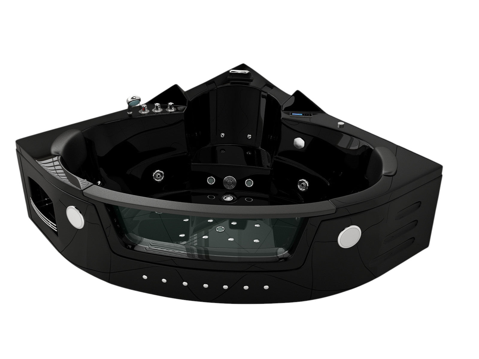 Luxus LED Whirlpool Badewanne SET 152x152 BLACK +Heizung+Hydrojet + Ozon