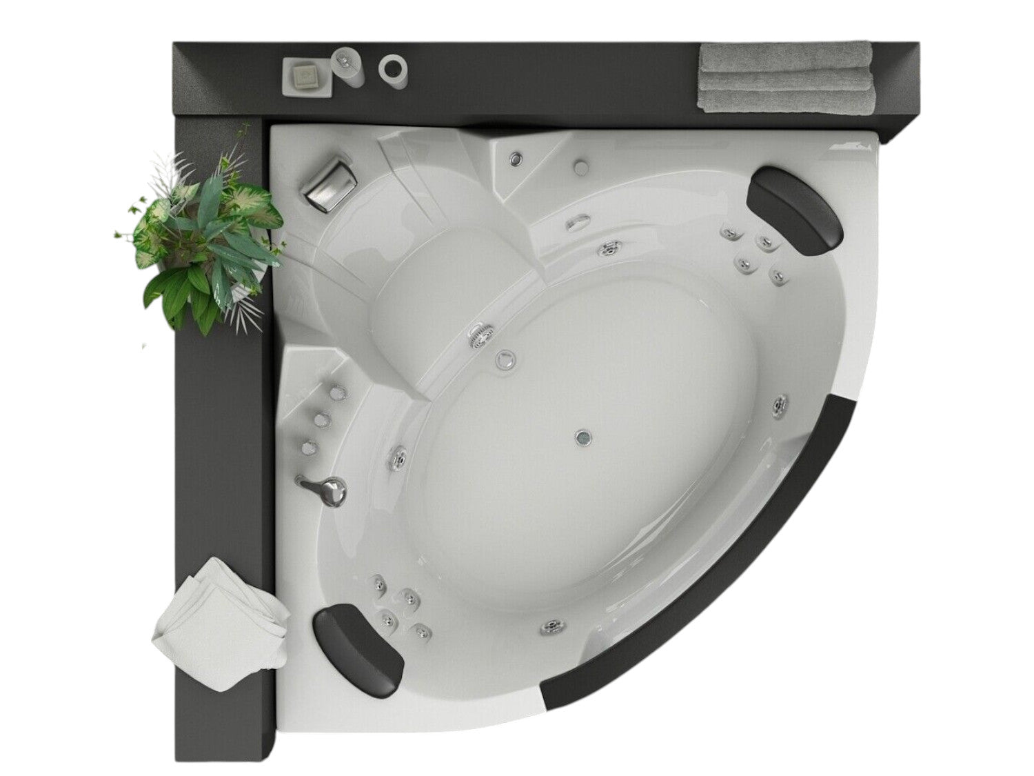 Luxus LED Whirlpool Badewanne SET 152x152 +Armaturen +Hydrojet