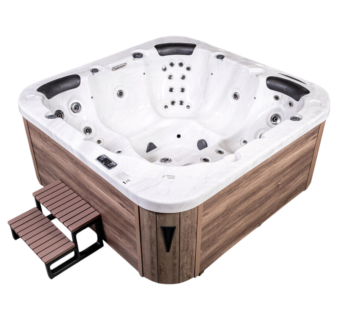 XXL Luxus SPA LED Whirlpool SET 215x215 Farblicht Outdoor+Indoor Pool 5-Personen