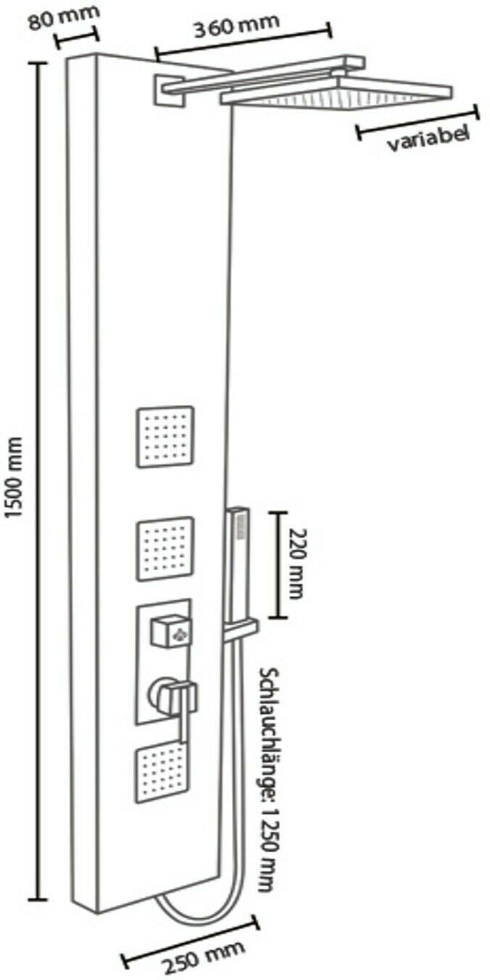 Bambus Luxus Duschpaneel 150cm Multifunktion Regendusche Handbrause Duschsäule