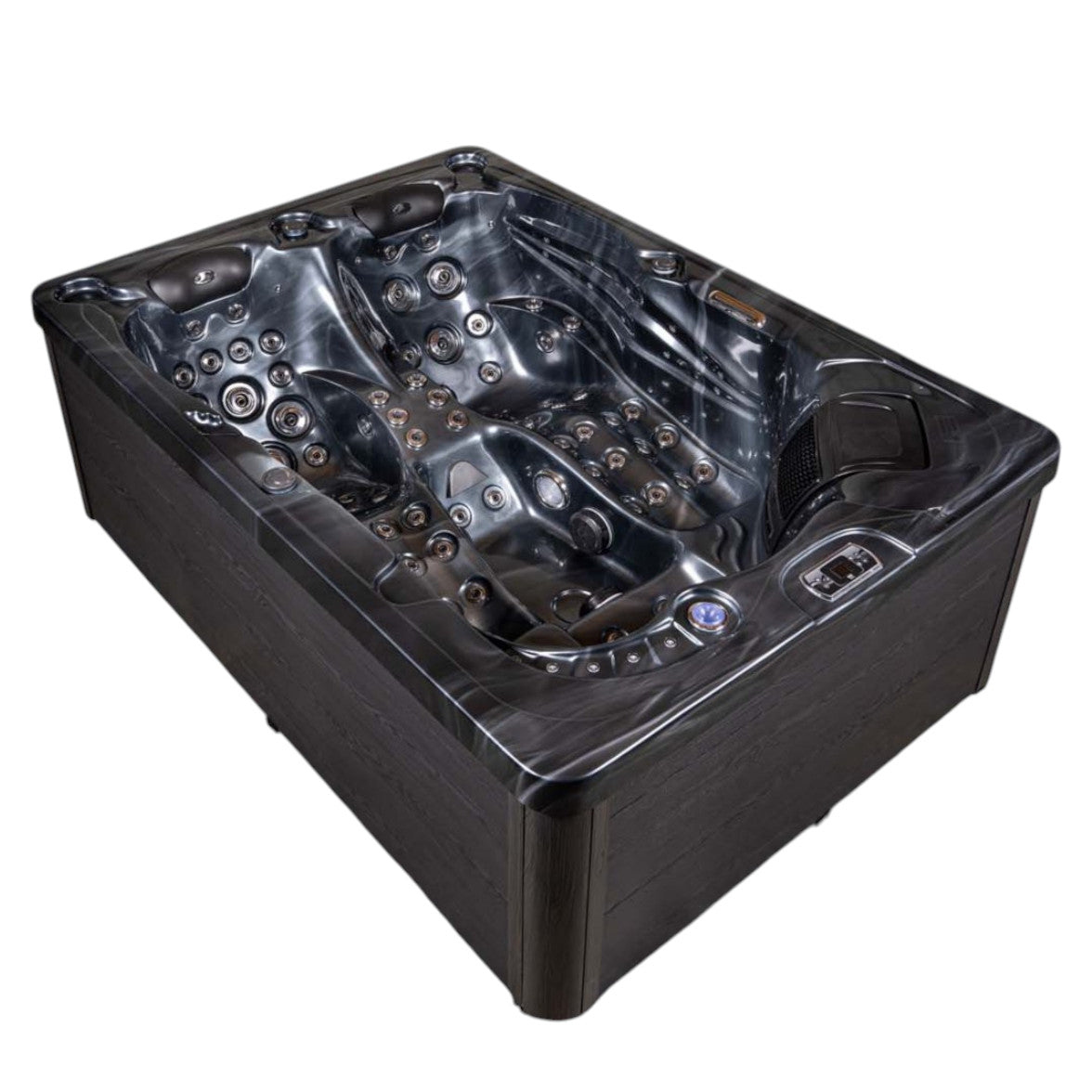 XXL Luxus SPA LED Whirlpool SET 220x156 schwarz Farblicht Outdoor+Indoor Pool 3 Personen