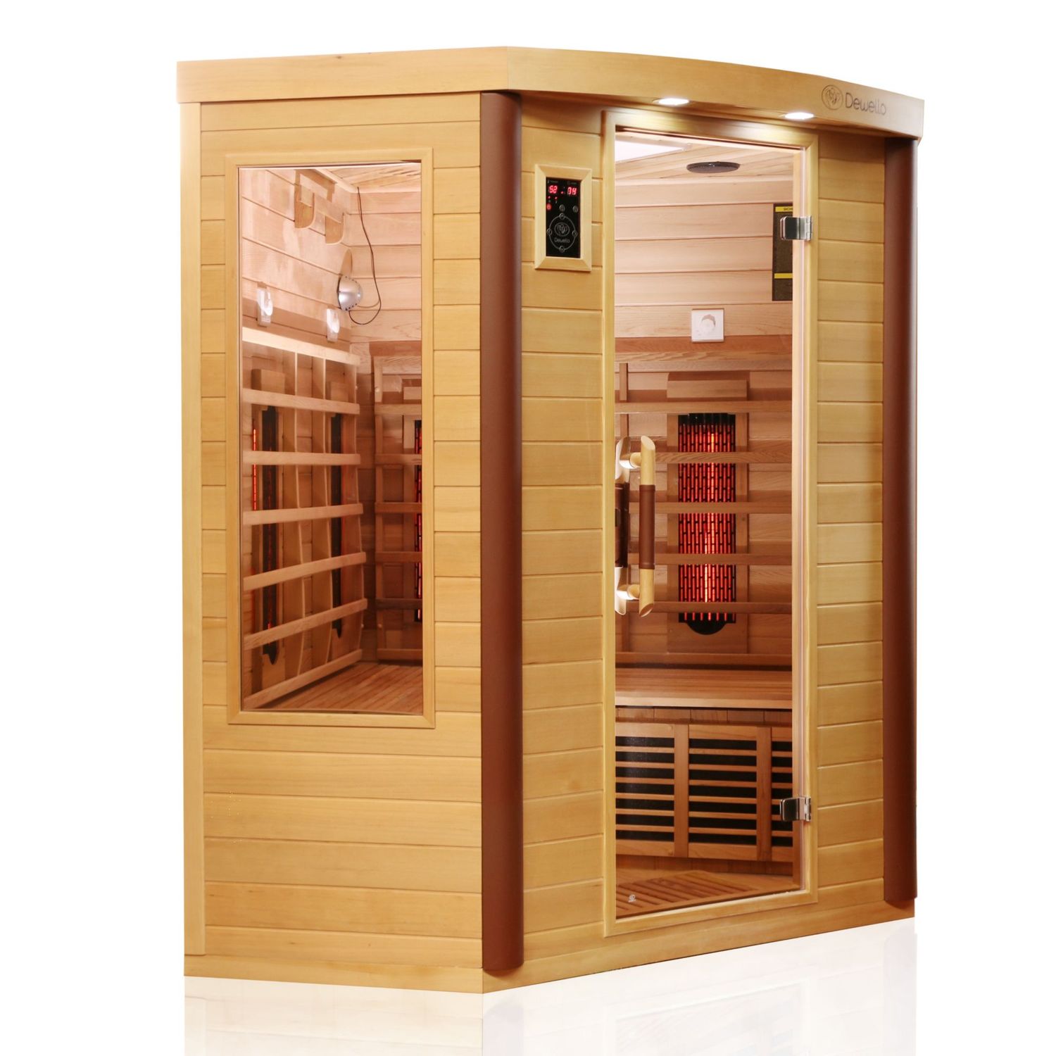 Luxus LED Infrarotsauna 152x152 cm Infrarotkabine aus Zedernholz Wärmekabine Sauna Vollspektrum 2025