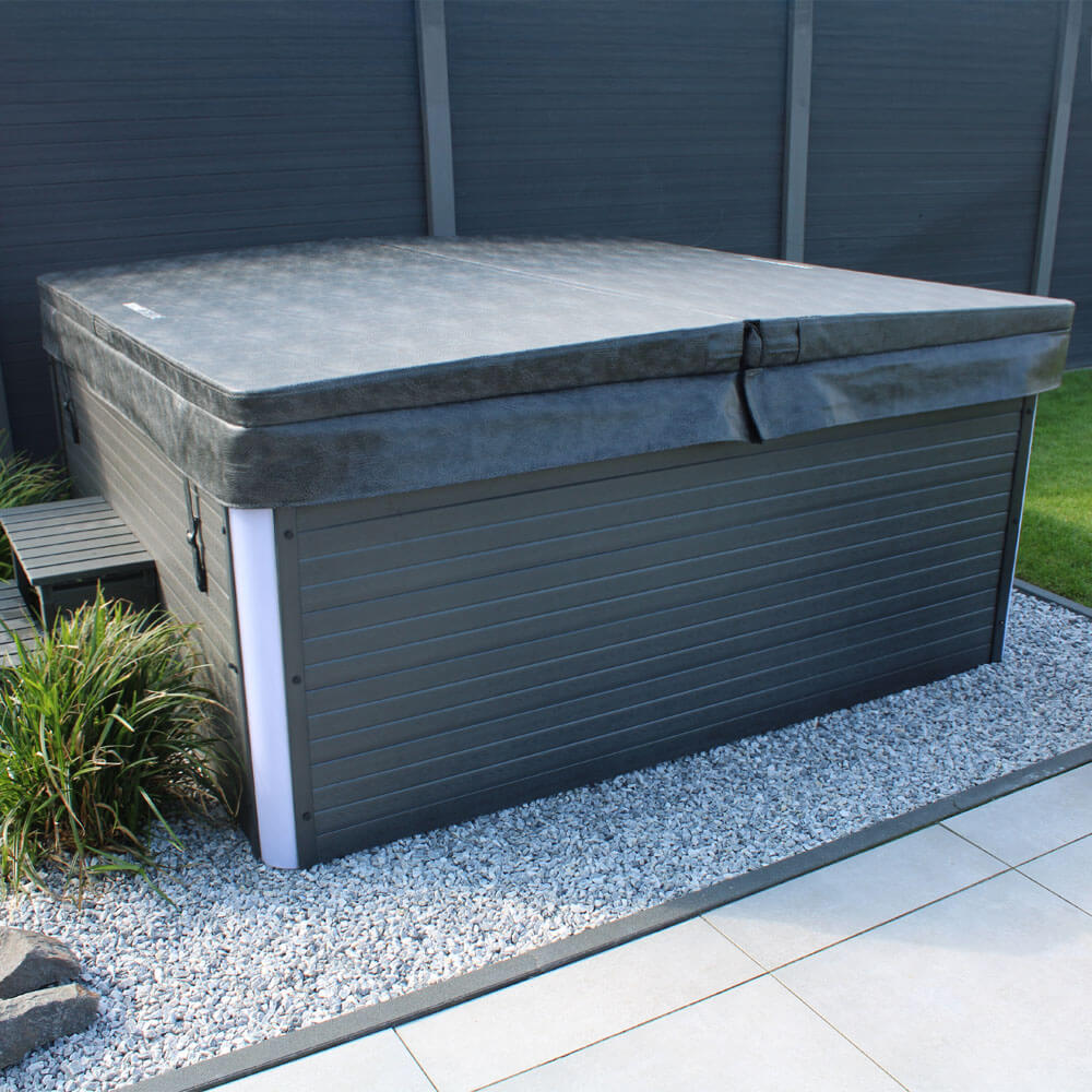XXL Luxus SPA LED Whirlpool SET 207x207 Farblicht Outdoor Indoor Pool +Treppe+Abdeckung 5-Pers.