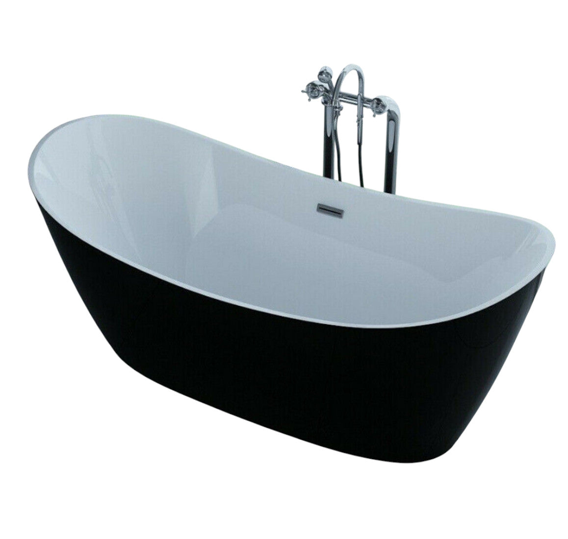 Luxus freistehende Badewanne 170 cm Designer Acrylwanne-Wanne+Ablauf Überlauf NEU