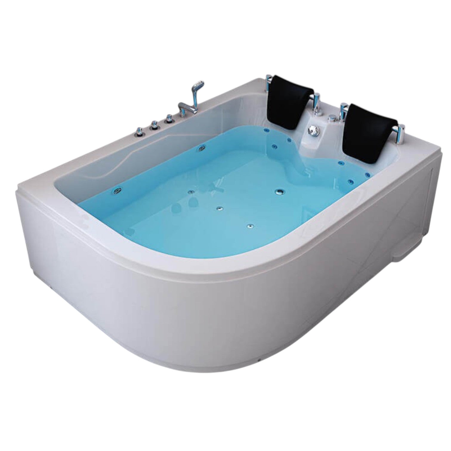 XXL Luxus Whirlpool Badewanne 180x120 cm links für 2 Pers. 10 Hydrojets