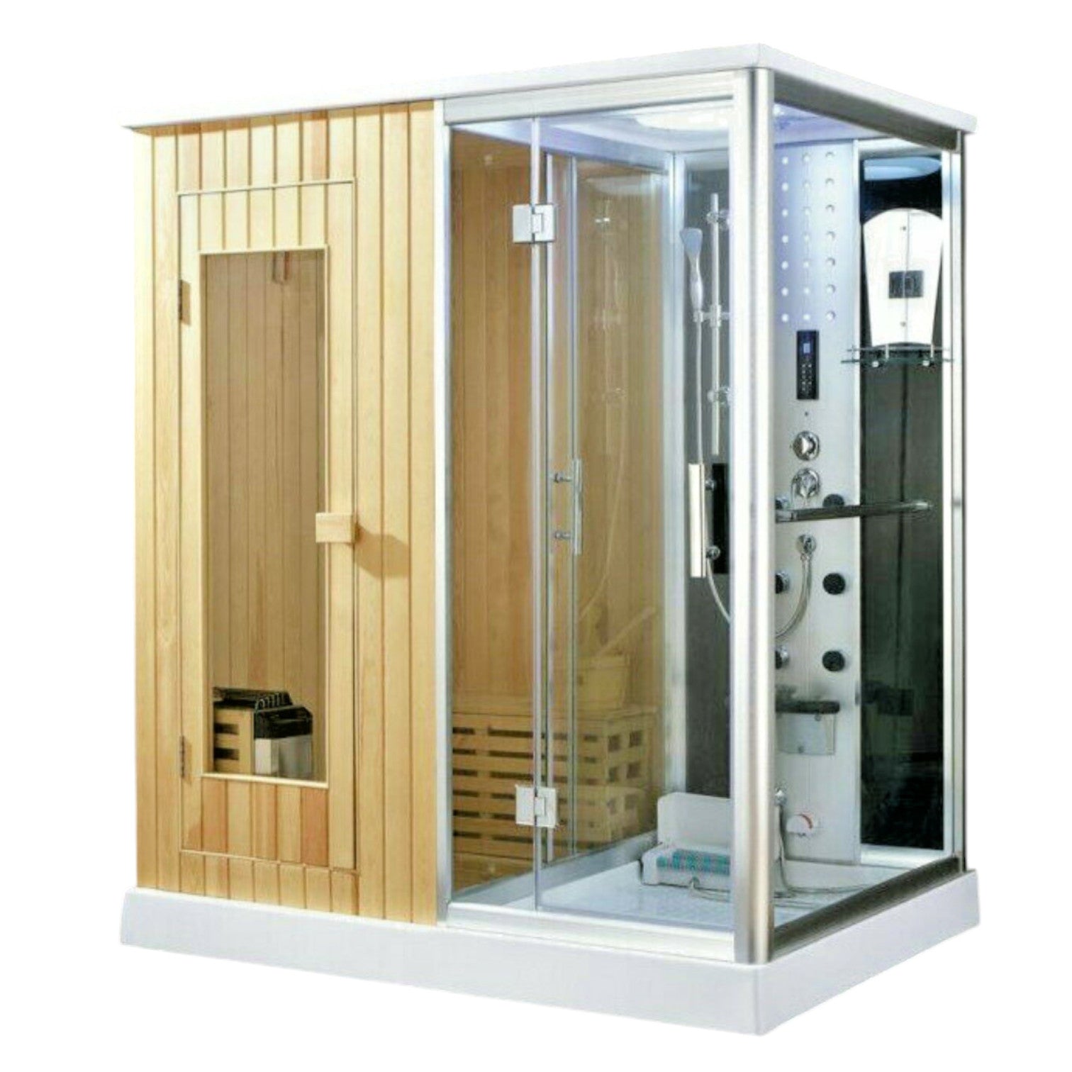 XXL Luxus LED Dampfdusche+Sauna-Kombi-Set Sauna-Komplettdusche Duschtempel