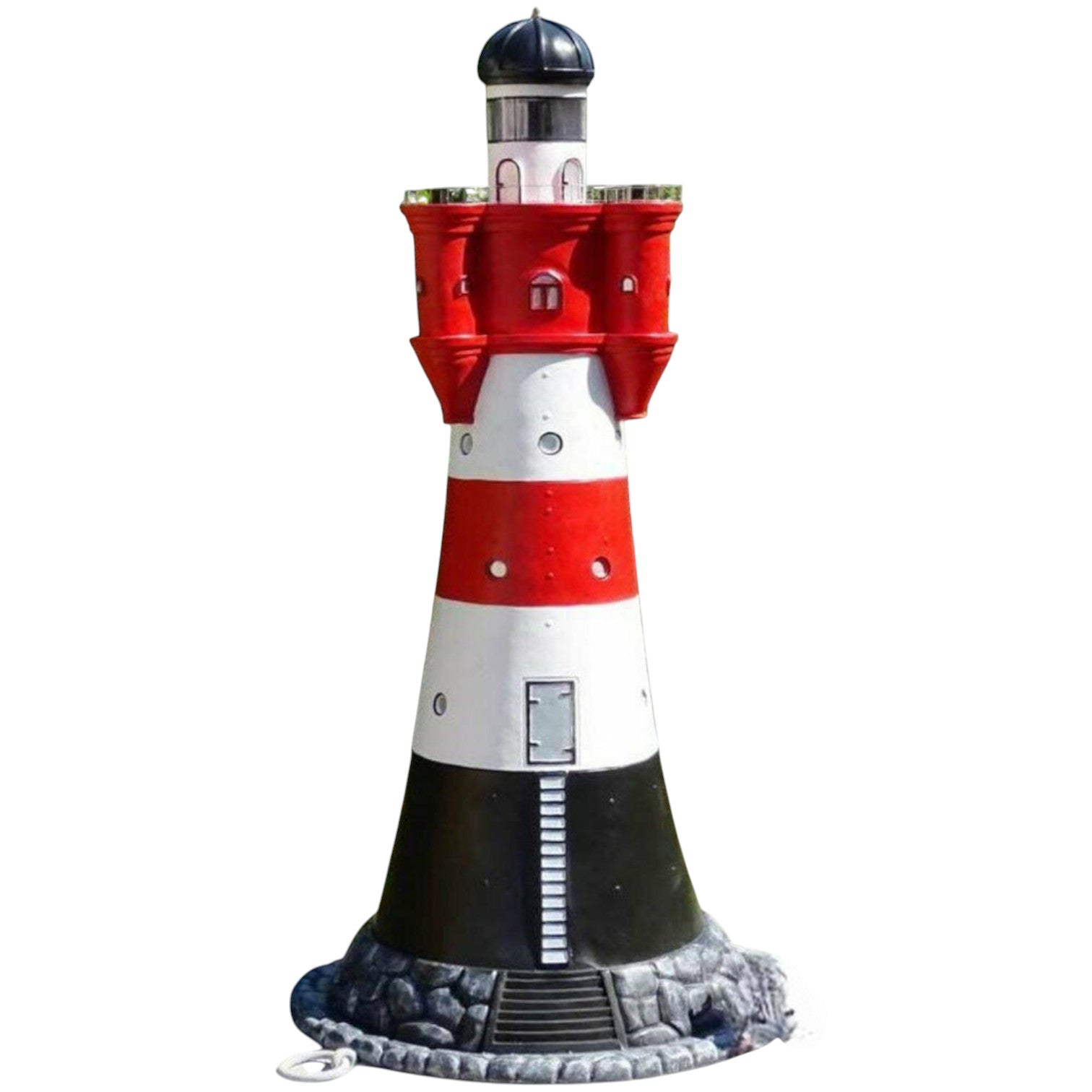 XXL Premium Leuchtturm 140 cm rot/weiß+Beleuchtung Garten Deko 1,4m