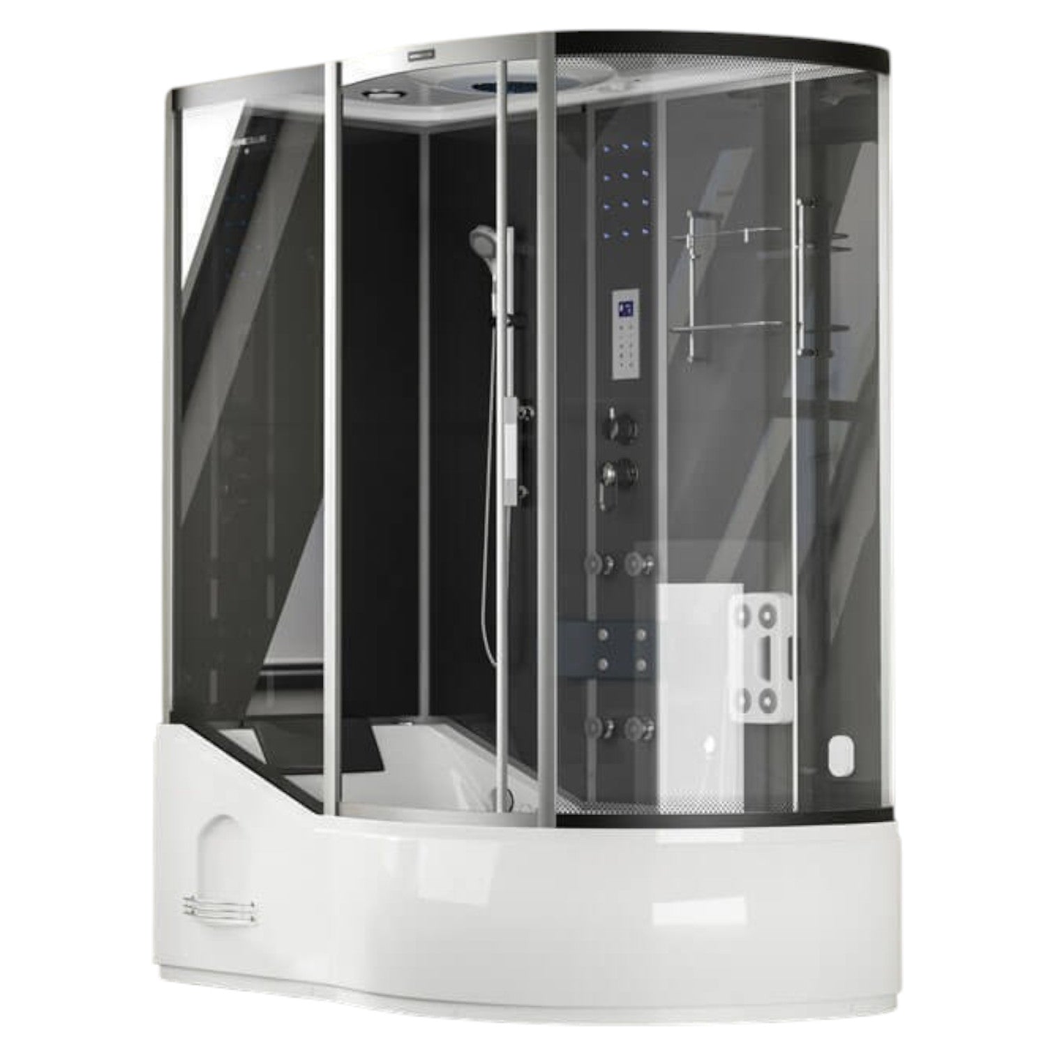 XXL Luxus LED Dampfdusche inkl. Whirlpool -SET 170x90 +Radio Black rechts