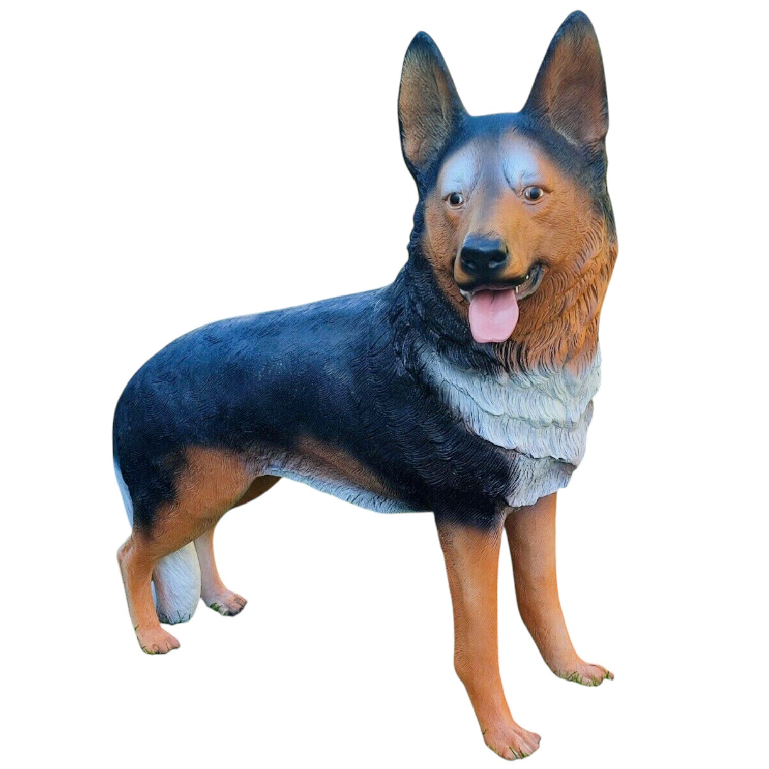 XL Premium Schäferhund steht lebensgross 110 cm Hund stehend Garten Deko Figur