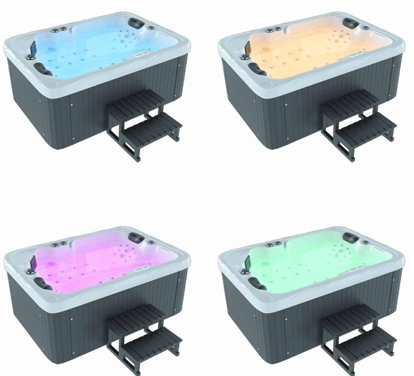 XXL Luxus SPA LED Whirlpool 2025 SET 190x135 cm Outdoor+Indoor Pool Ozon 2 Pers.