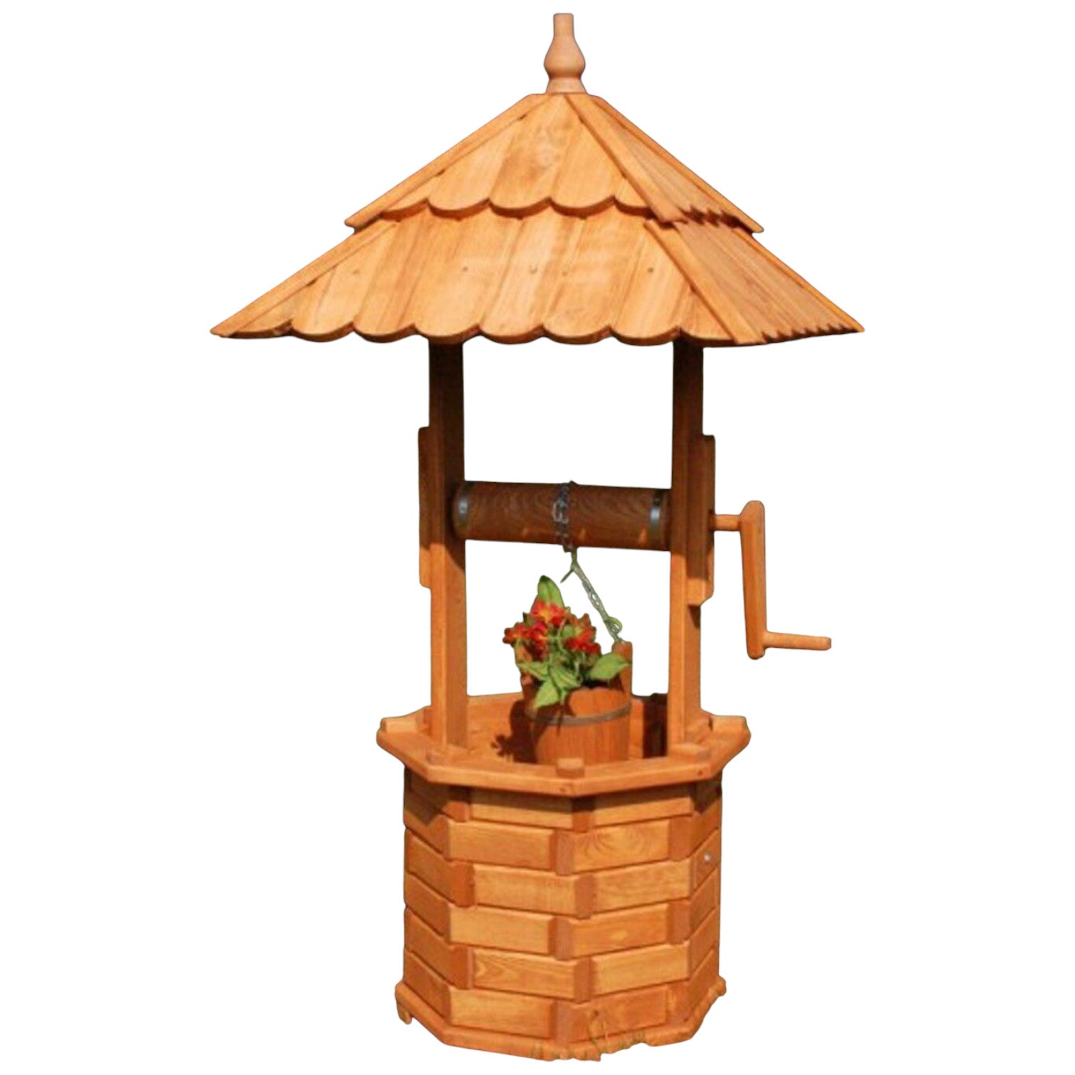 XL Holzbrunnen 120 cm Gartenbrunnen imprägniert 1,20 m massiv Garten Zierbrunnen