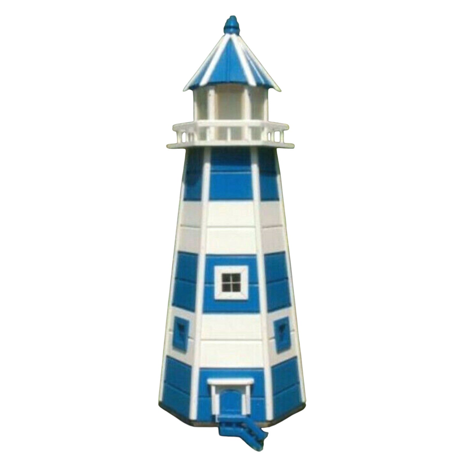XXL Premium Holz-Leuchtturm 140 cm mit Solar LED Beleuchtung 1,4m blau/weiss DEKO