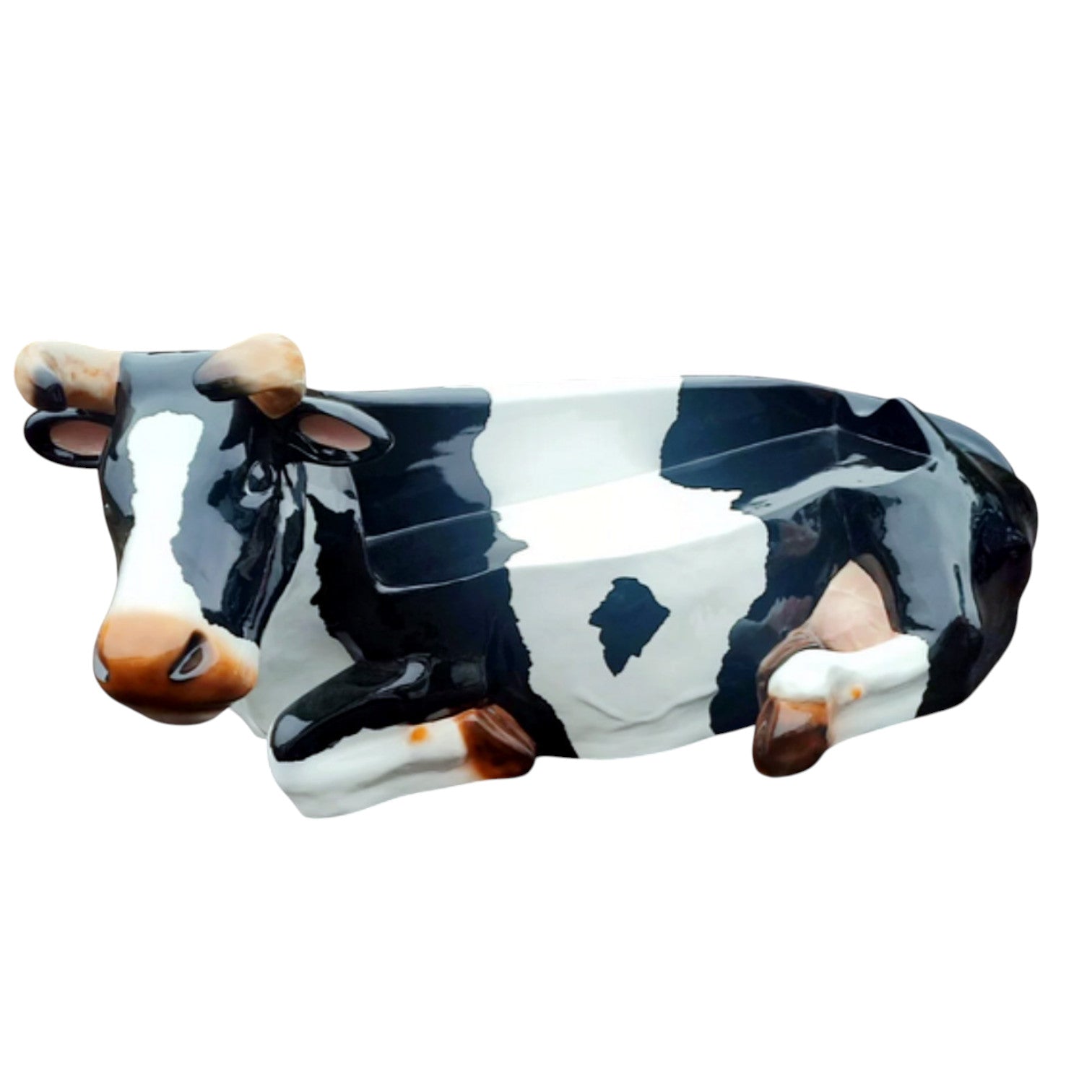 XXL Deko Kuhbank Garten Gartenbank Kuh Sitzbank Kuh Bank 200x90 x91cm schwarz-weiss Autolack