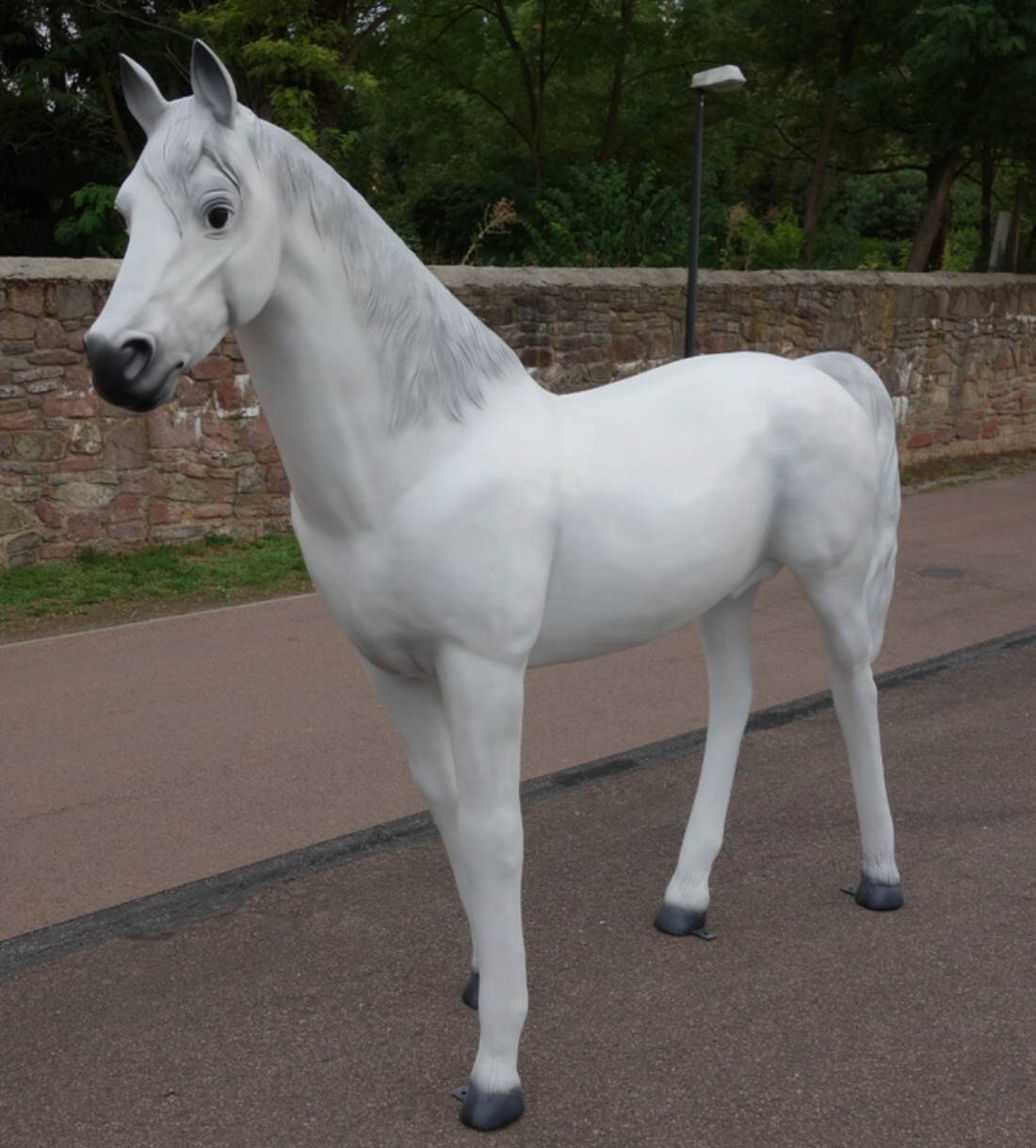 XXL Pferd lebensgross Gartendeko ca. 220 cm Premium Schimmel Deko Figur weiß