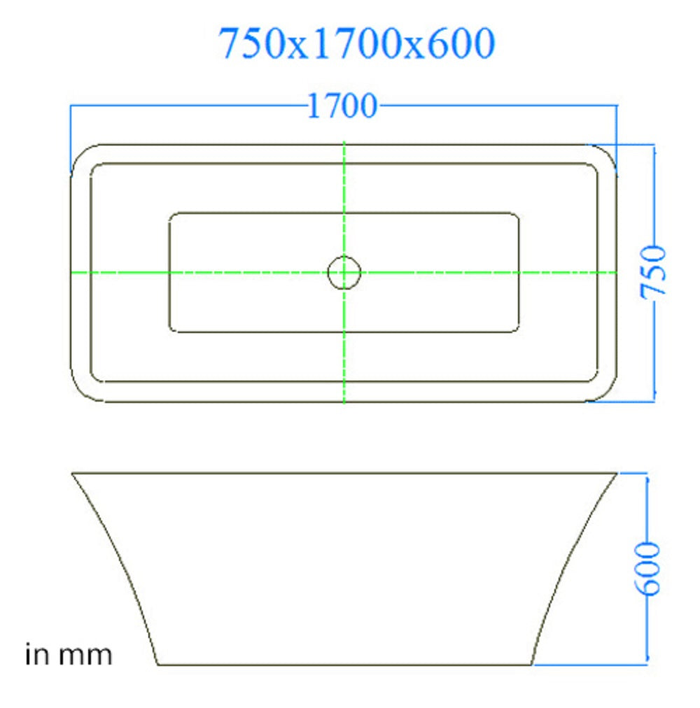 Luxus Premium Acryl  Badewanne weiss 170x75 cm  incl. Ab- / Überlauf  Neustes Modell