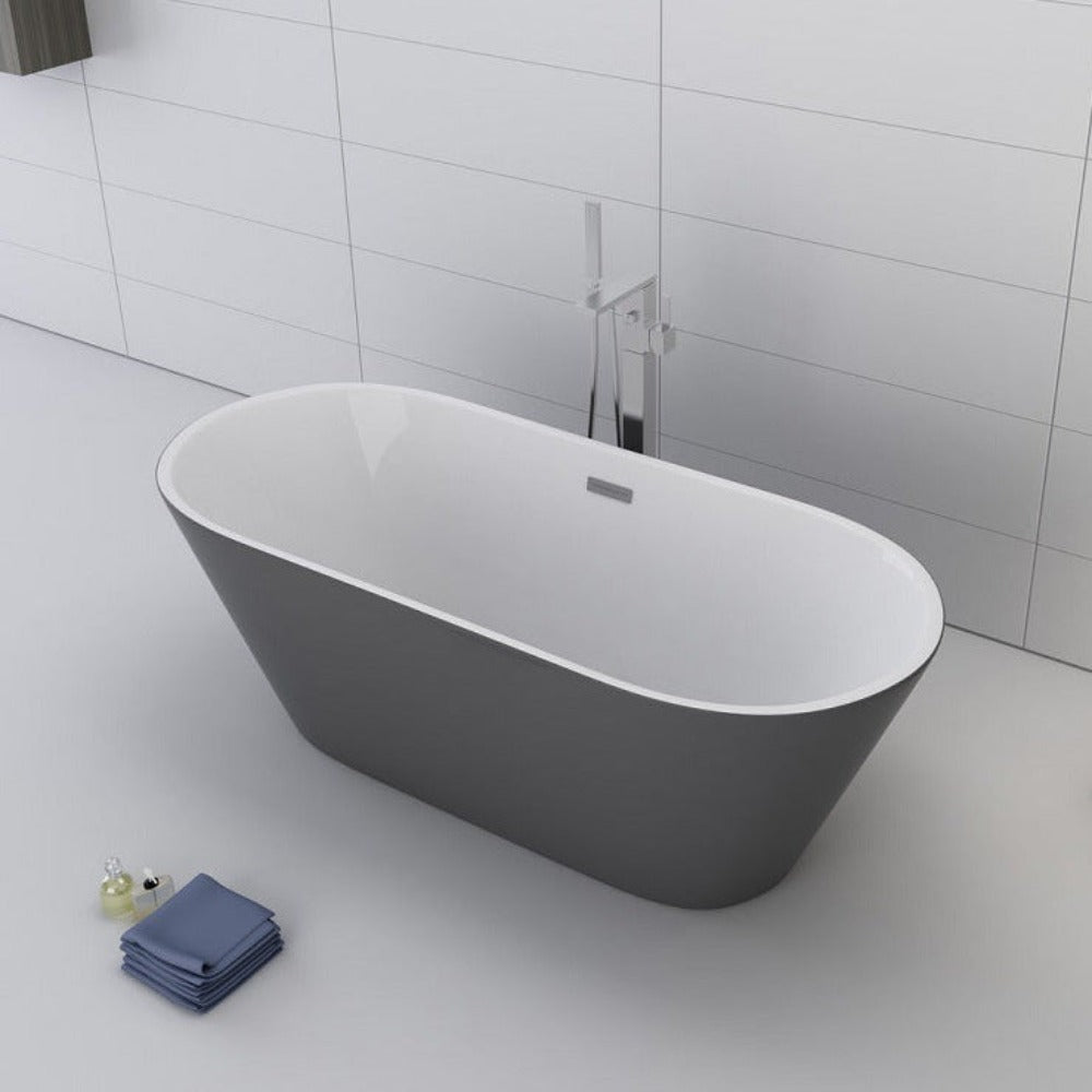 Luxus Premium Badewanne grau freistehend 170x80 cm +Ab-/Überlauf Neustes Modell b