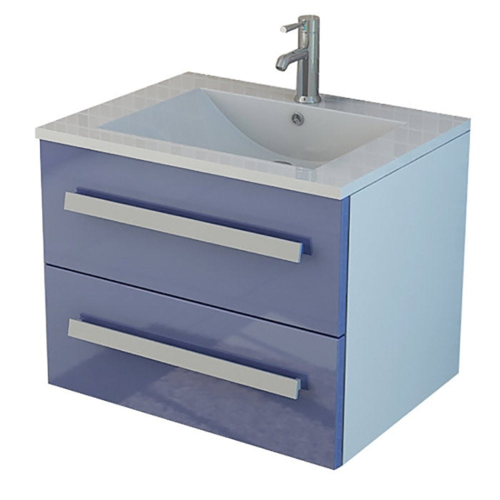 Luxus Badset Waschtischunterschrank + SMC Waschbecken Badmöbel blau