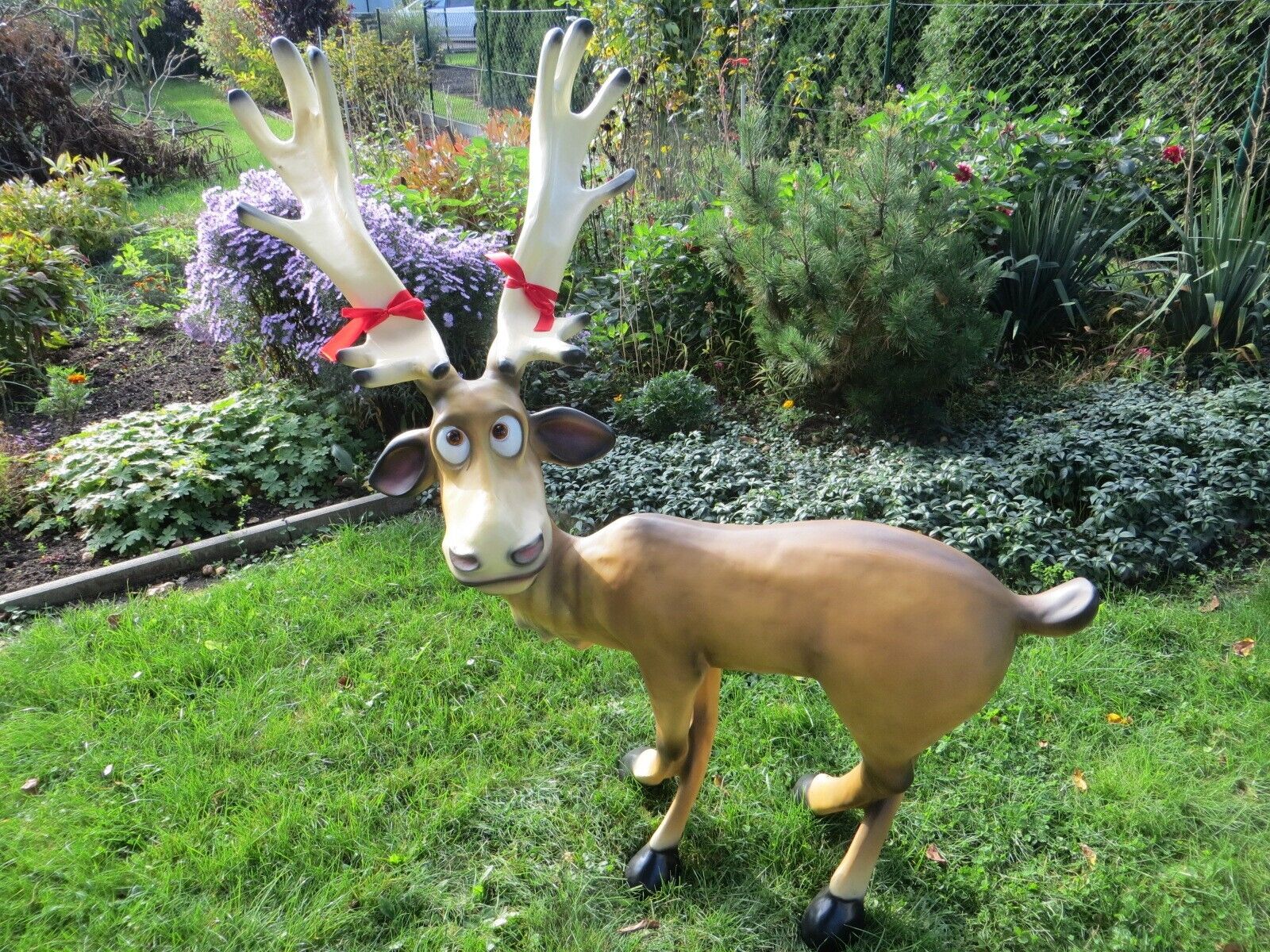 XXL lustiges Rentier Rudi stehend ca.145 cm hoch Elch Weihnachtsdeko Deko Figur