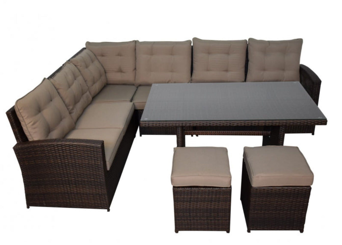 Luxus Premium Garten Polyrattan Lounge braun Esstisch SET Sitzgruppe 21-Teilig