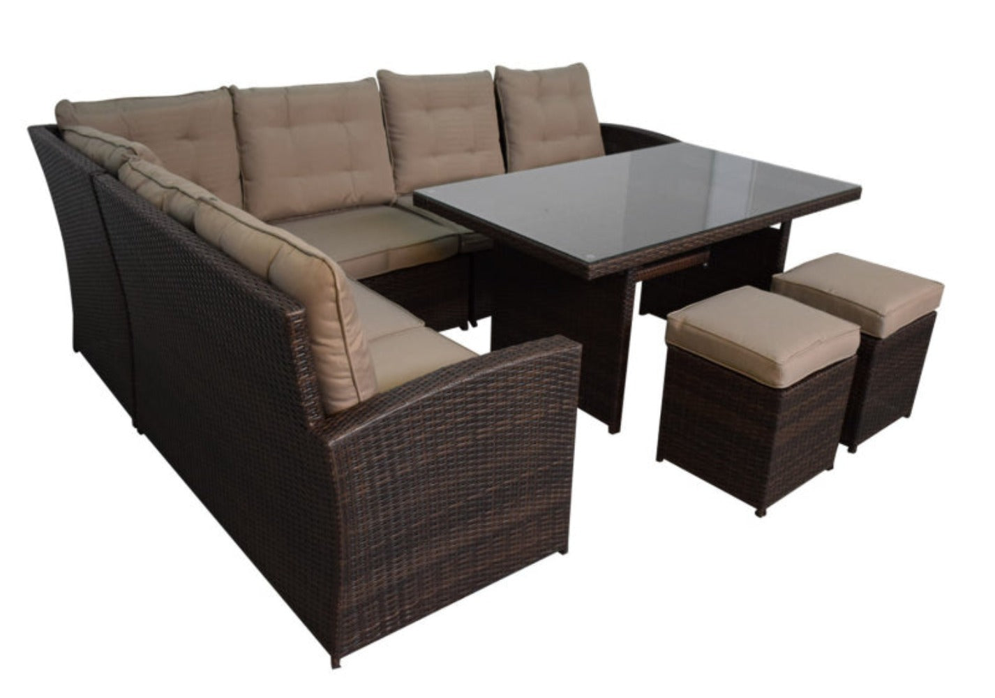 Luxus Premium Garten Polyrattan Lounge braun Esstisch SET Sitzgruppe 21-Teilig