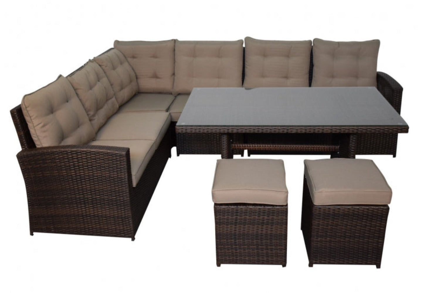 Luxus Premium Garten Polyrattan Lounge braun Esstisch SET Sitzgruppe 21-Teilig