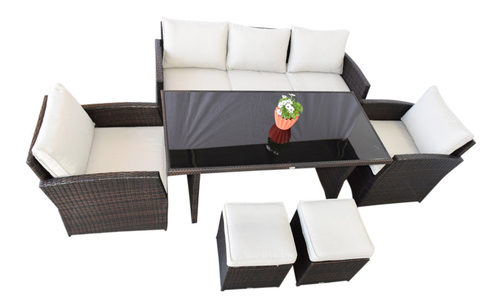 Luxus Premium Garten Polyrattan Lounge SET Möbel braun Essgruppe Sitzgruppe