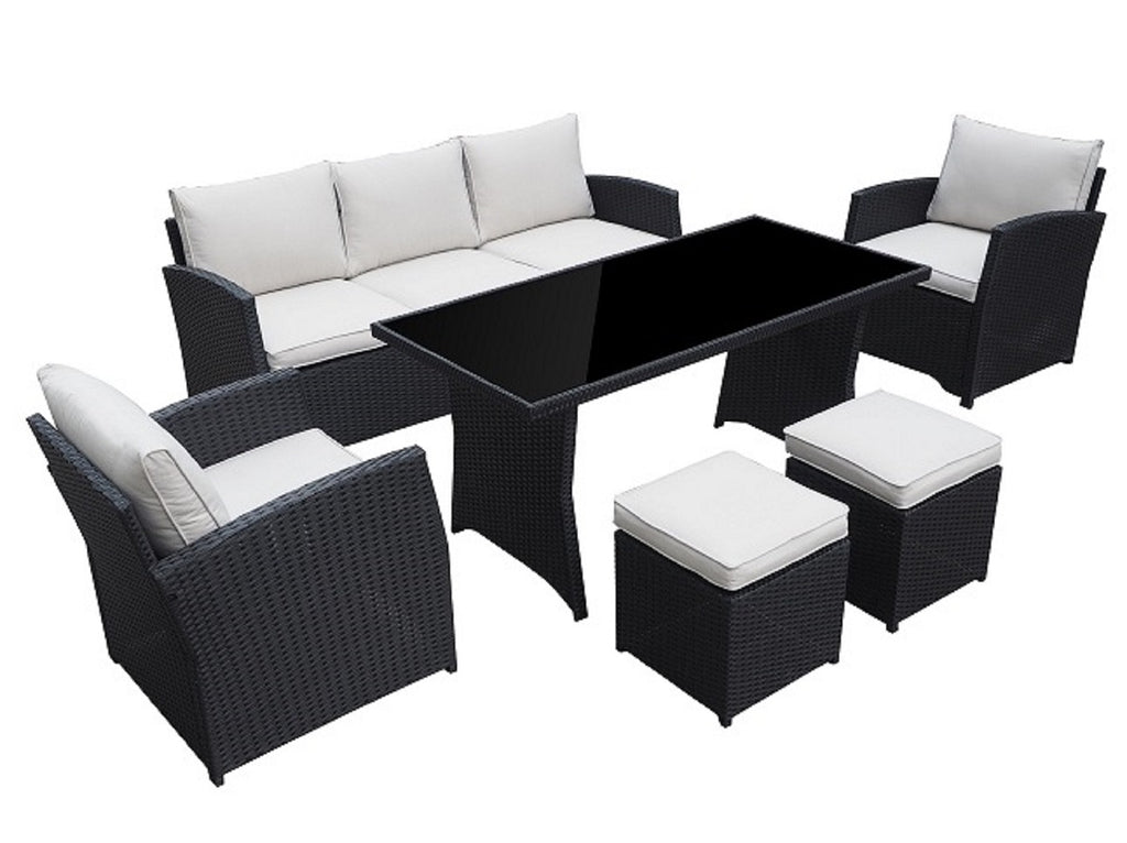 Luxus Premium Garten Polyrattan Lounge SET Möbel schwarz Essgruppe Sitzgruppe