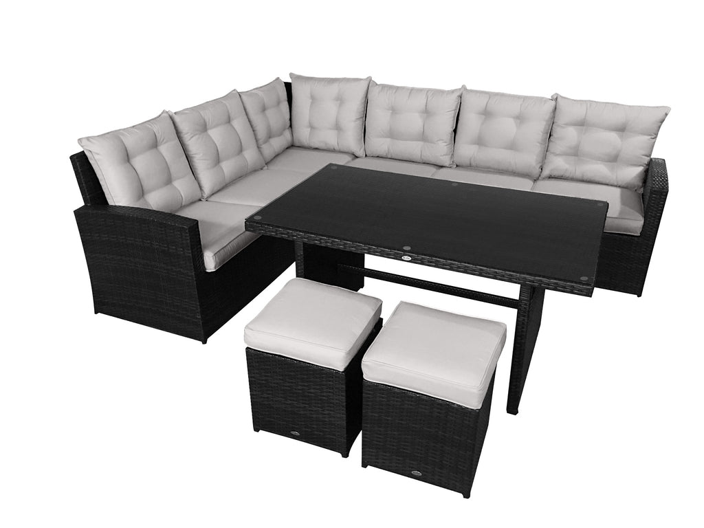 Luxus Premium Polyrattan Garten Lounge SET schwarz  Esstisch Sitzgruppe 21-Teilig