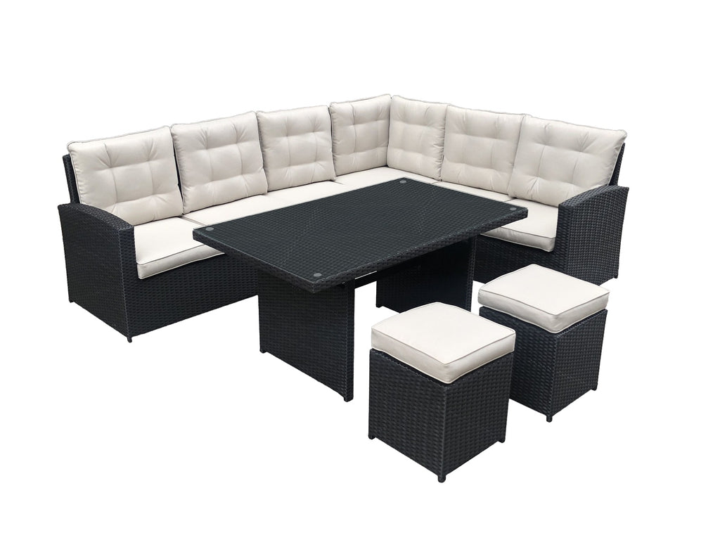 Luxus Premium Polyrattan Garten Lounge SET schwarz  Esstisch Sitzgruppe 21-Teilig