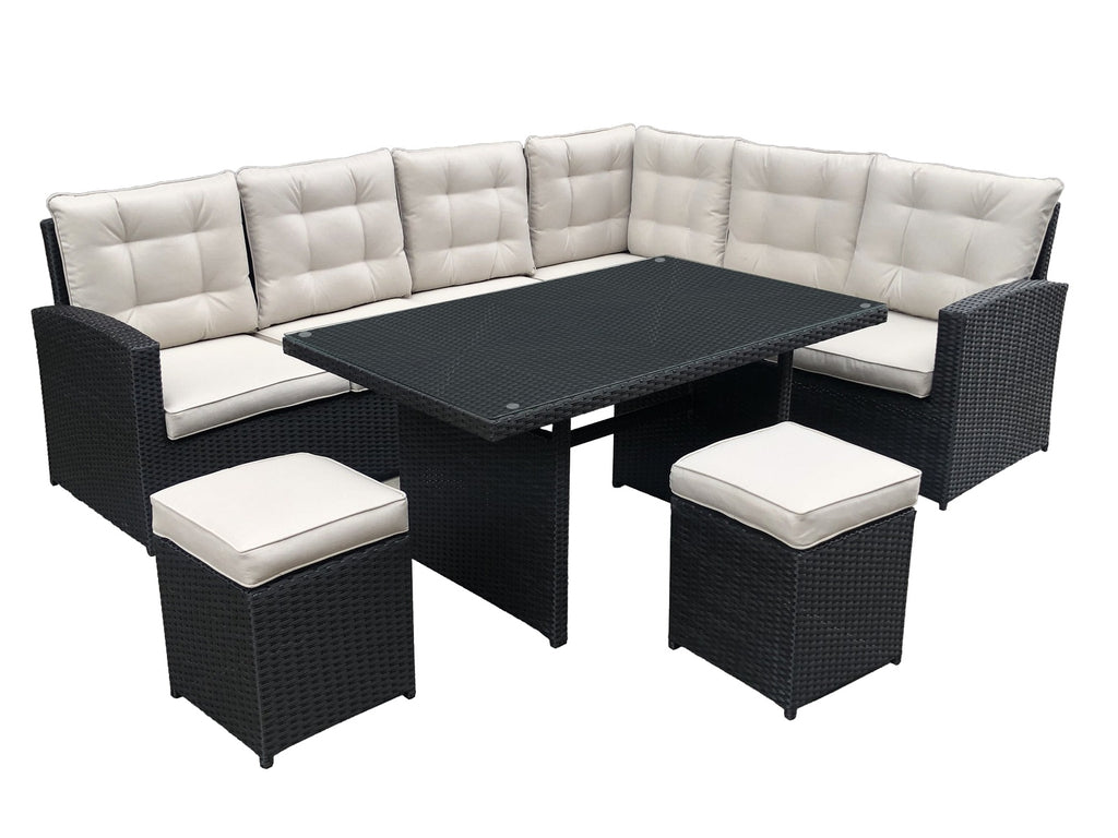 Luxus Premium Polyrattan Garten Lounge SET schwarz  Esstisch Sitzgruppe 21-Teilig