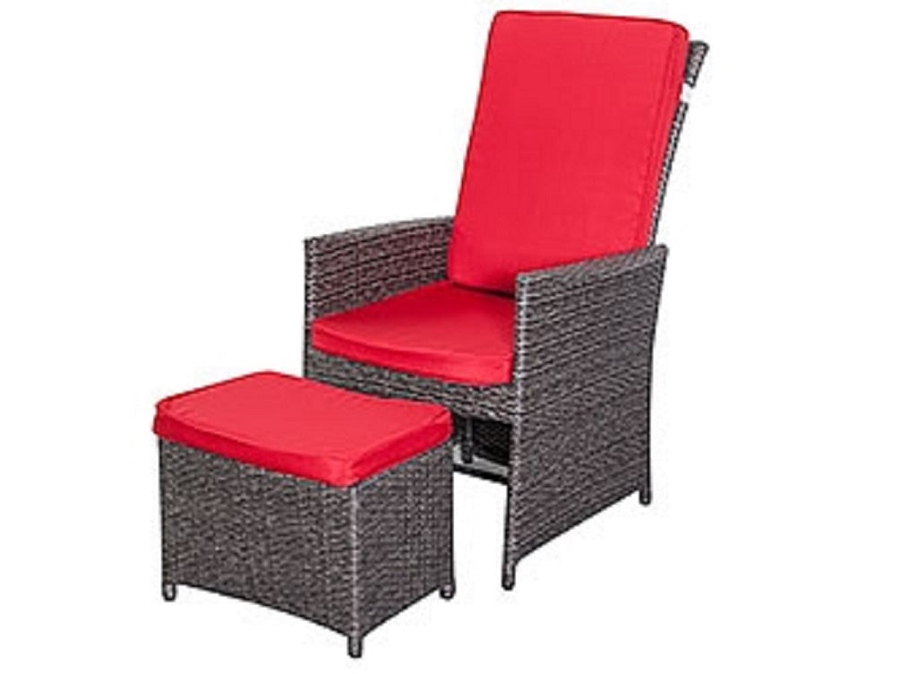 XXL Luxus Premium Garten Polyrattan Lounge SET grau-rot Gartenmöbel Balkonmöbel